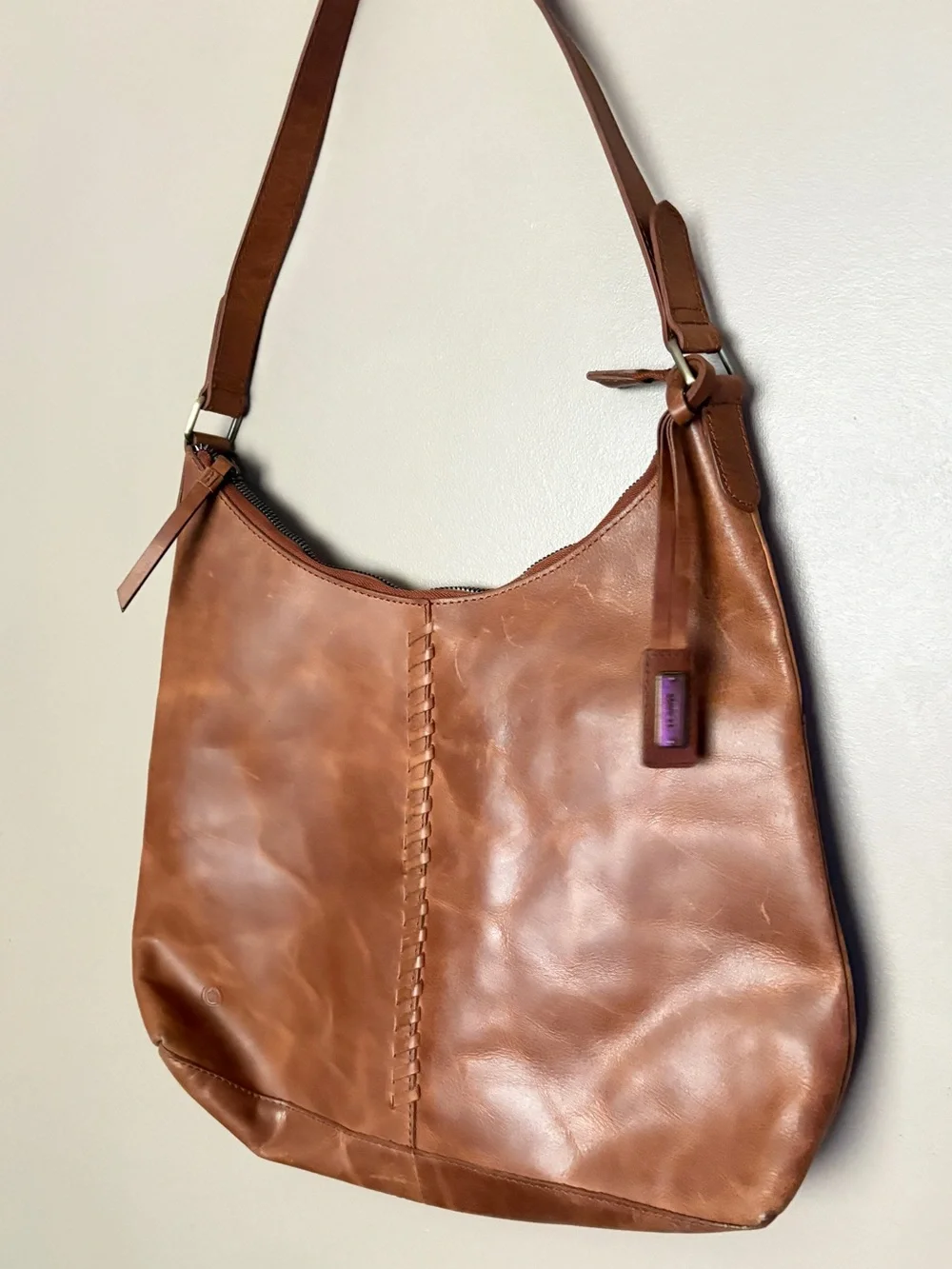 Born whipstitch faux leather hobo bag distressed shoulder purse whipstitch boho